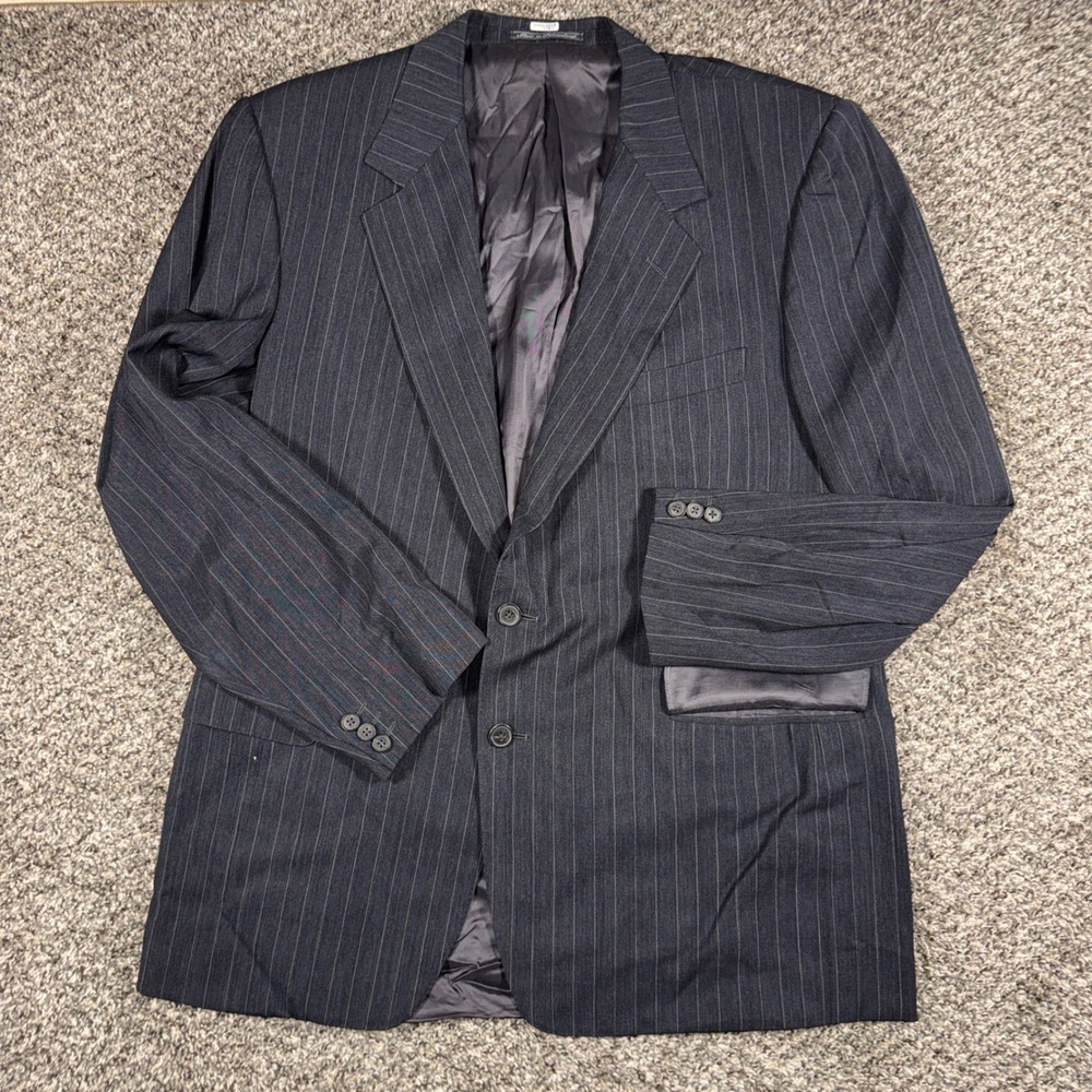 Vintage Ermenegildo Zegna 46L Rubenstein Bros Pinstripe Blazer Jacket Grey